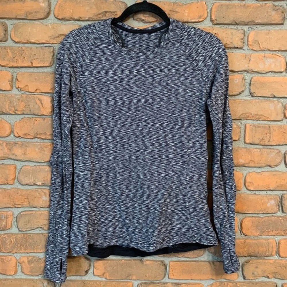 Lululemon Runderful Long Sleeve Top Womens 10 Black Athletic Running Activewear‎